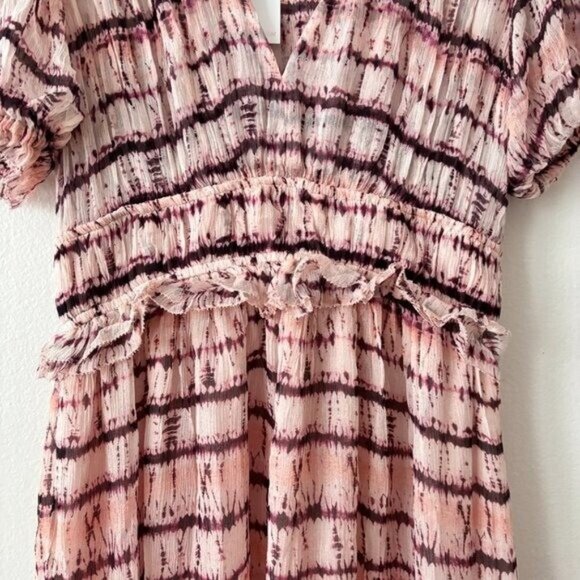 Ulla Johnson Elodie Blush Tie Dye Ruffled Silk Midi Dress - Picture 8 of 12